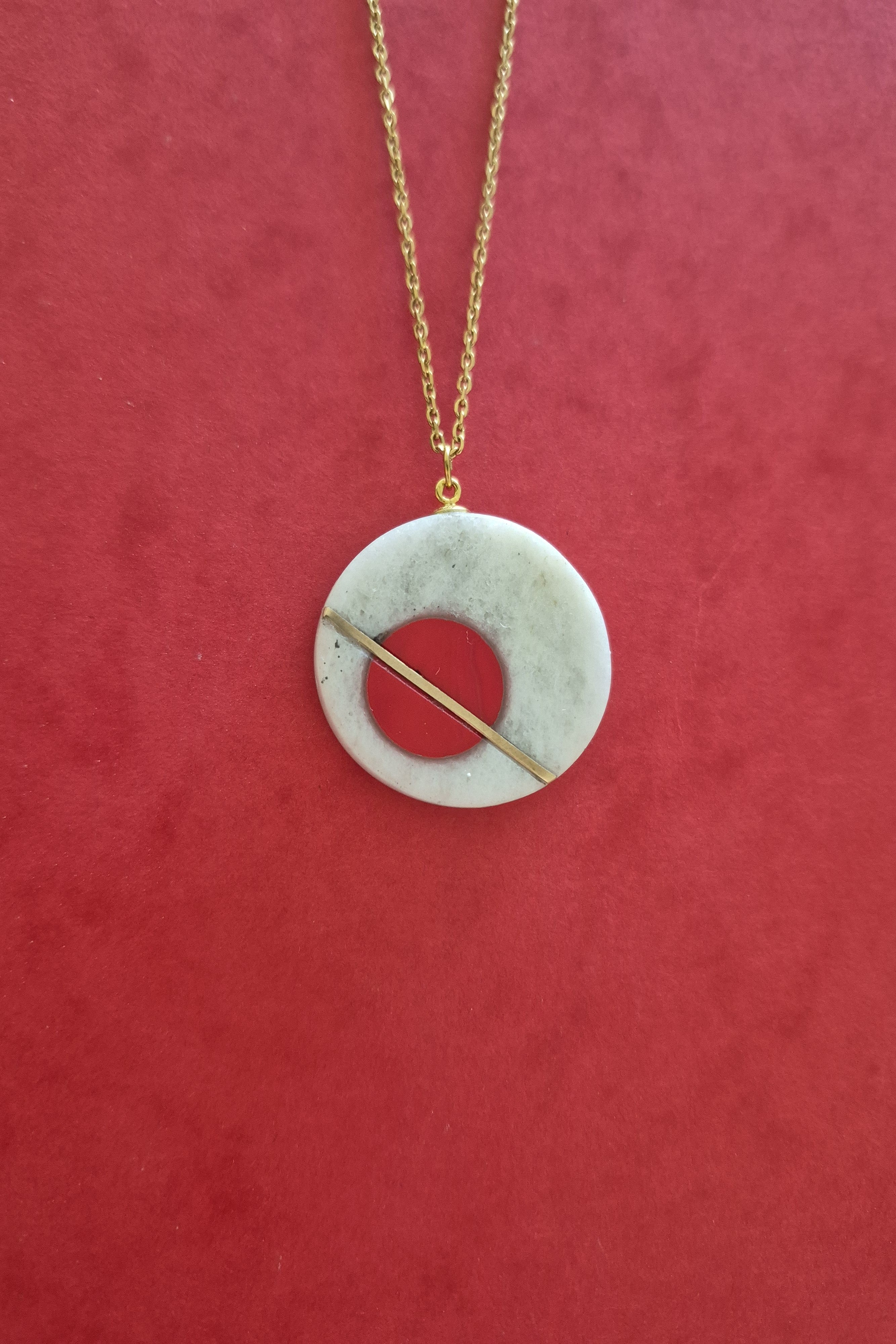 Boho stone red and white geometric jewelry