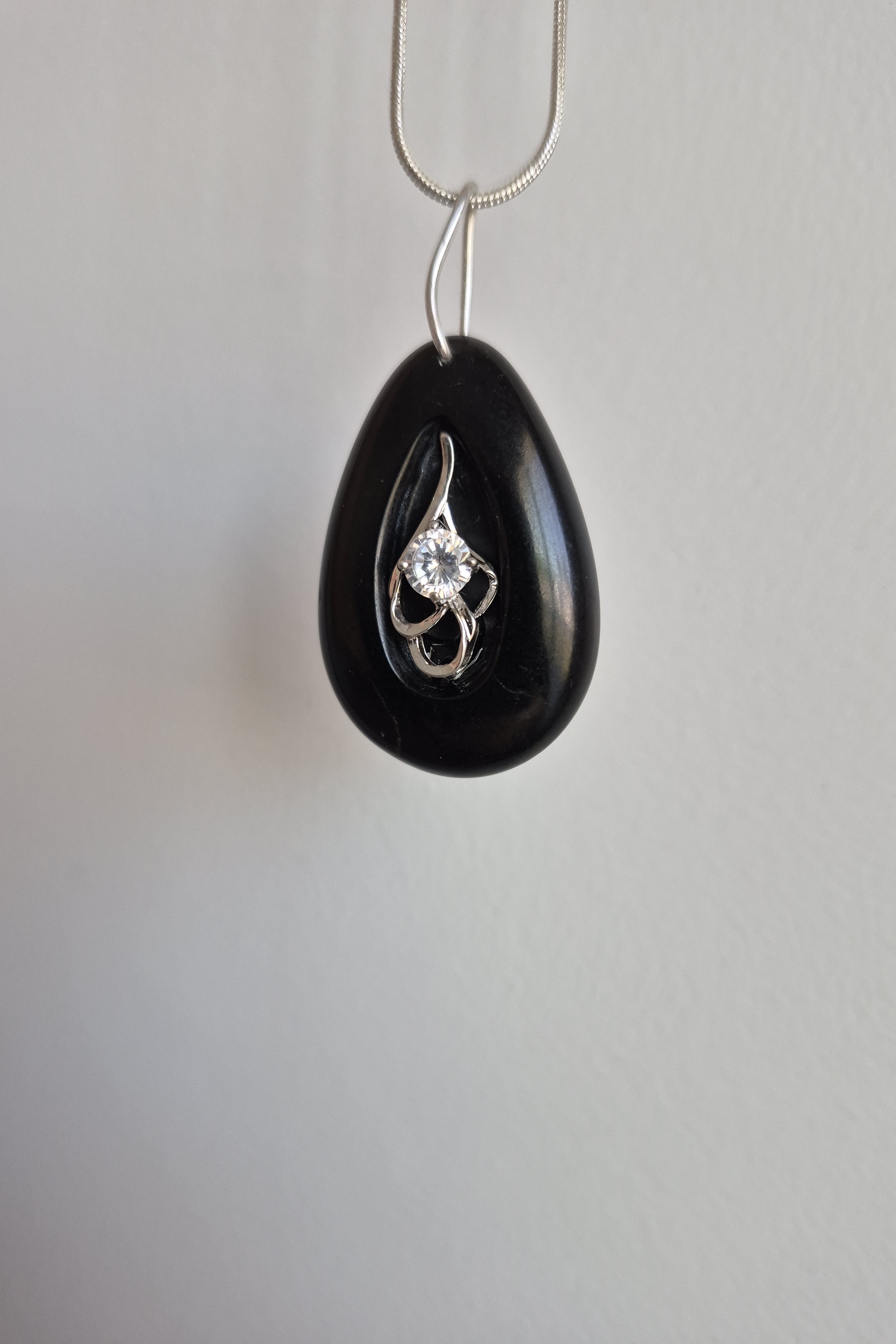 Black stone and Sterling Necklace