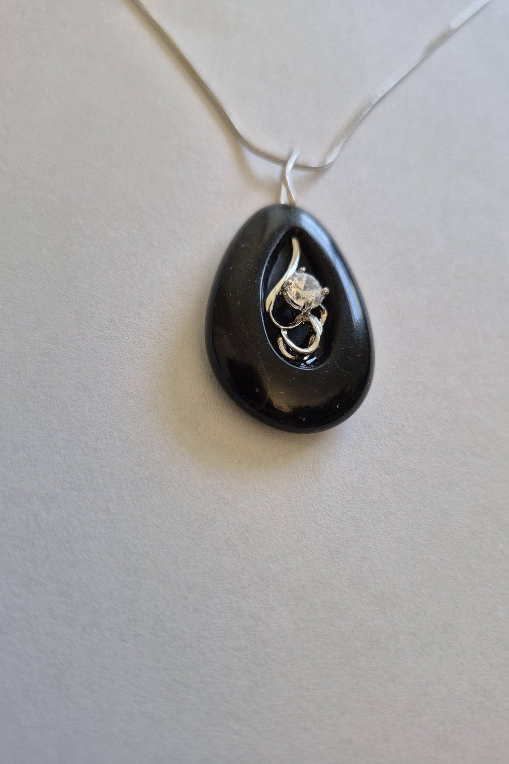 Black stone and Sterling Necklace