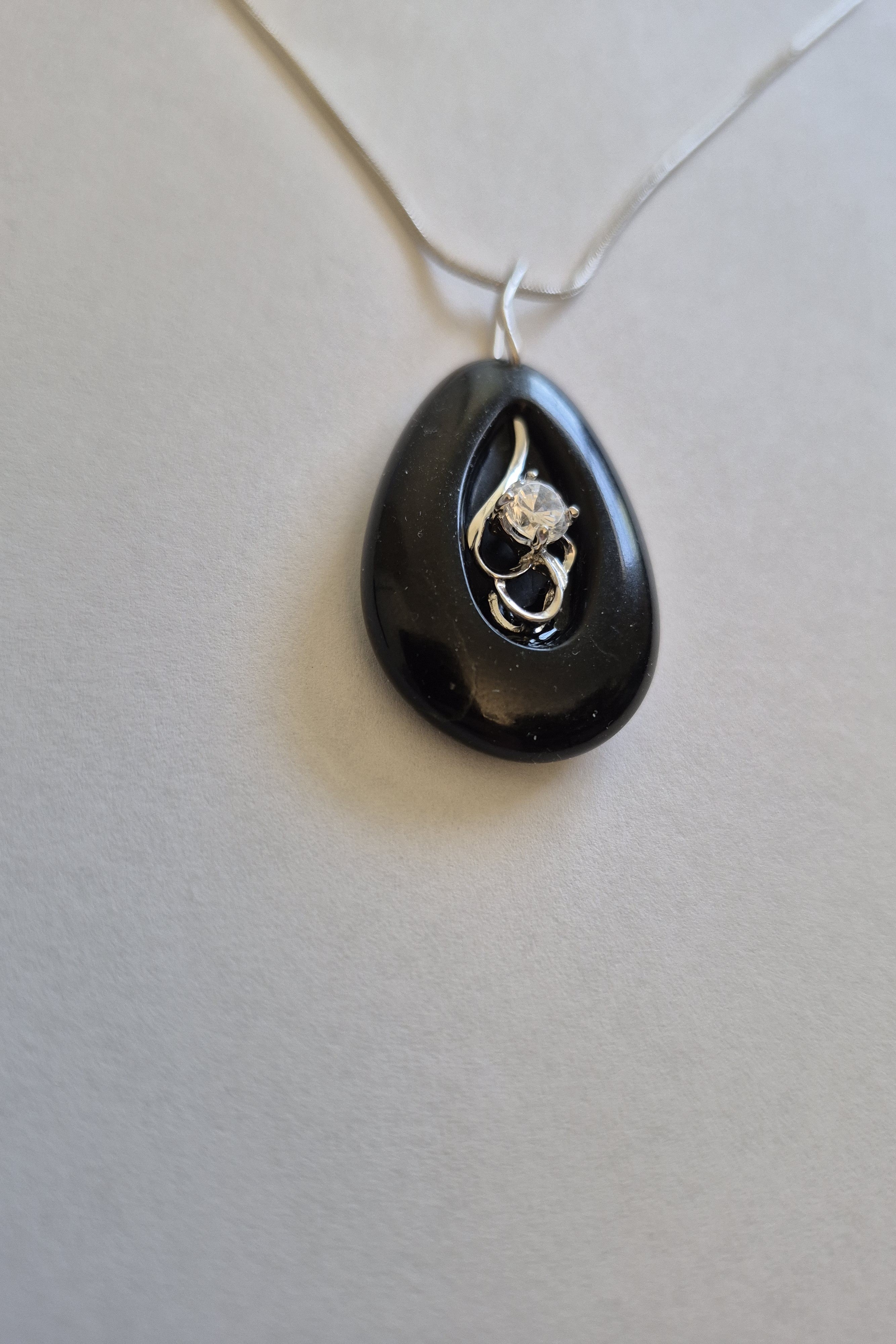 Black stone and Sterling Necklace