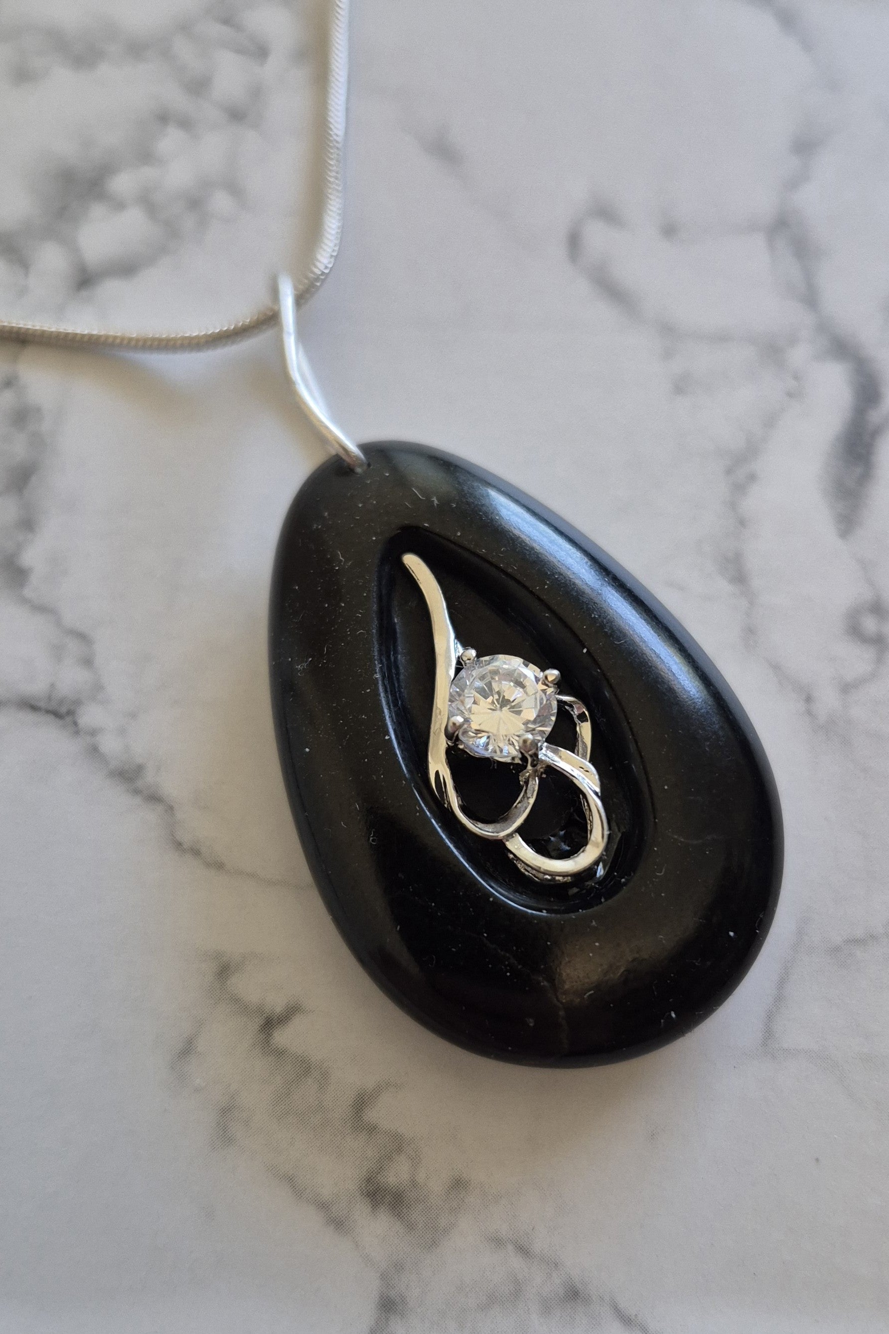 Black stone and Sterling Necklace