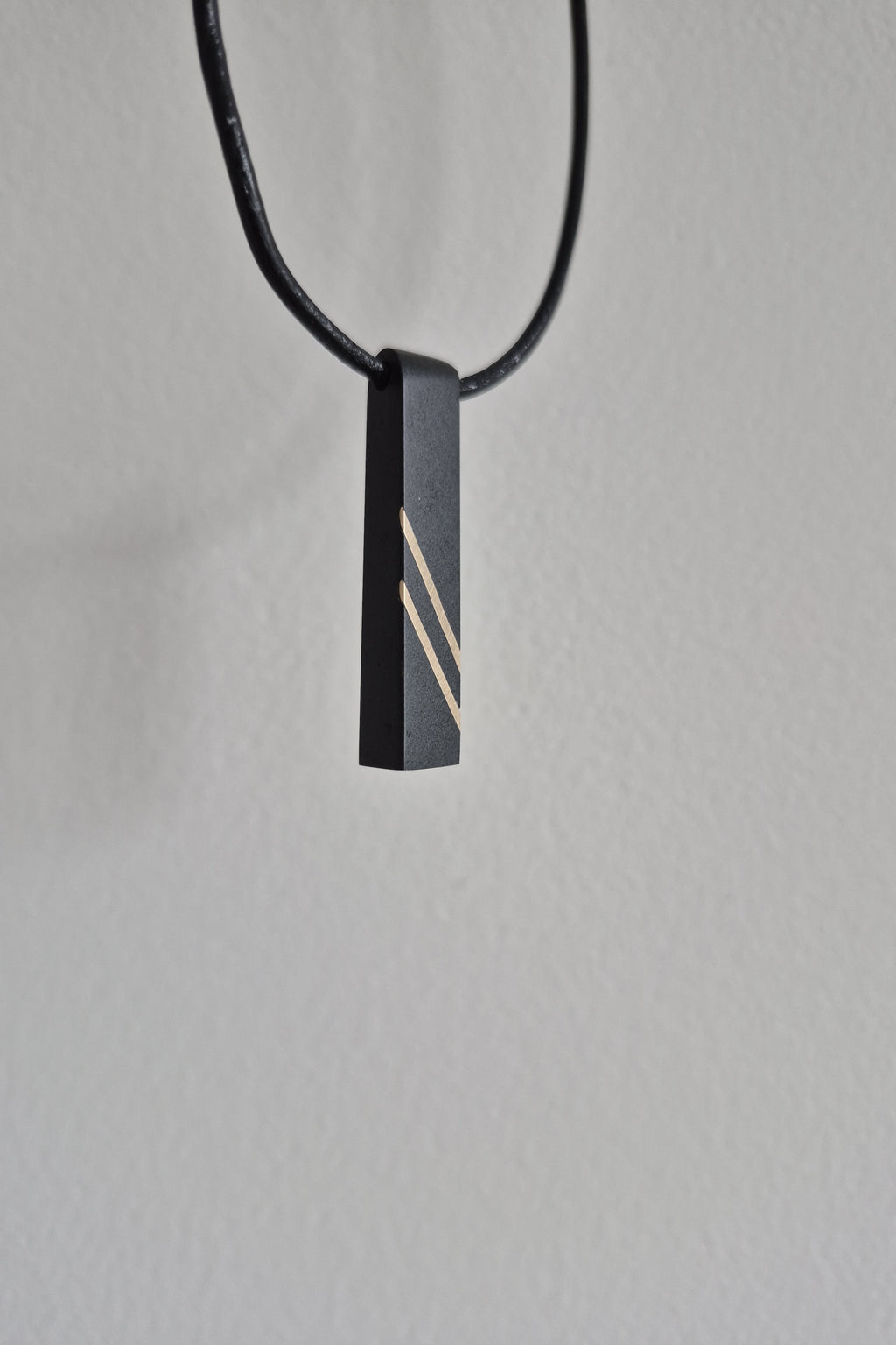 Black Bar Stone and Gold Pendant