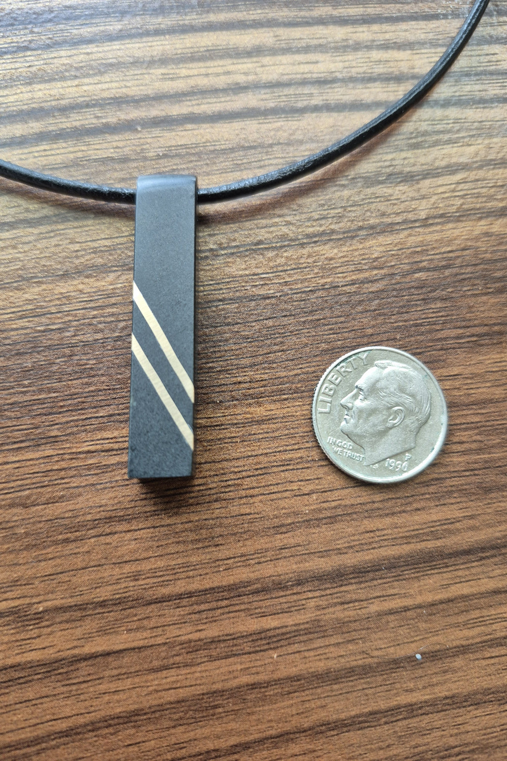 Black Bar Stone and Gold Pendant