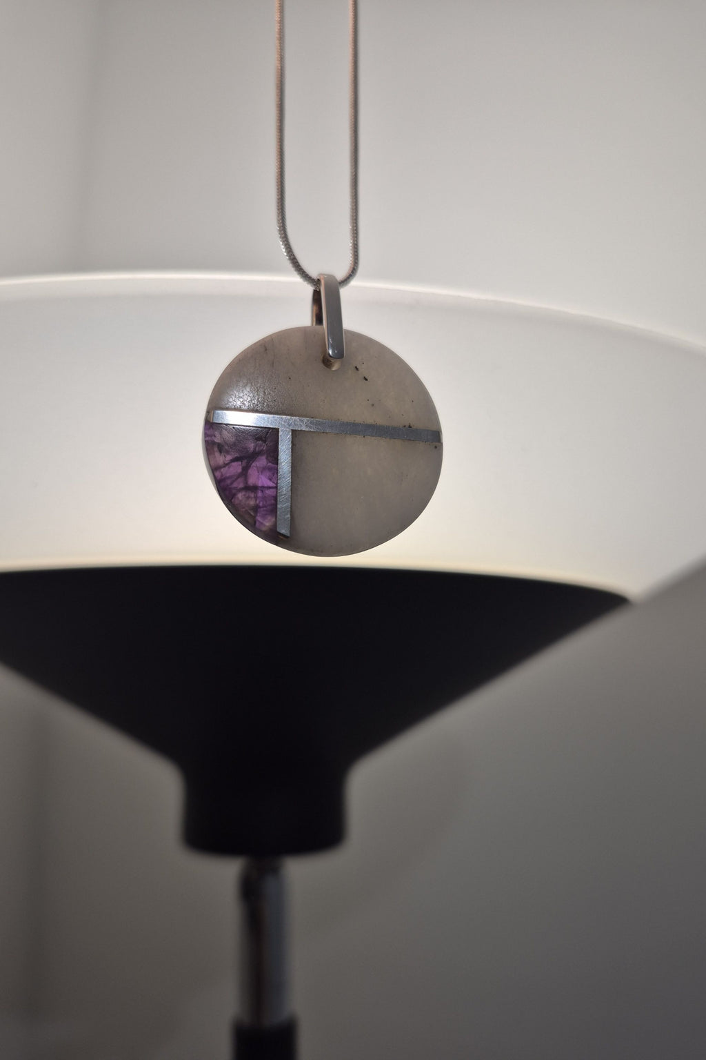 Geometric de stijl stone and silver necklace