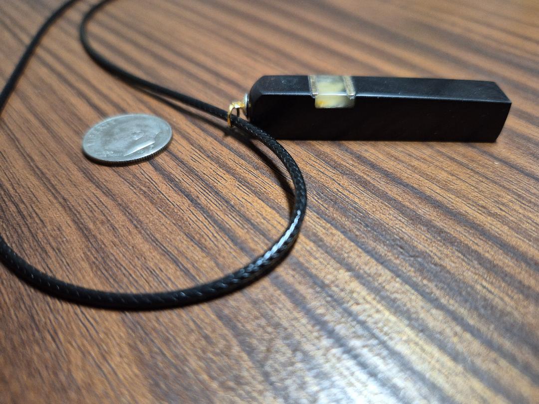 Handmade Minimalist Black Stone Necklace - Unique Bar Pendant