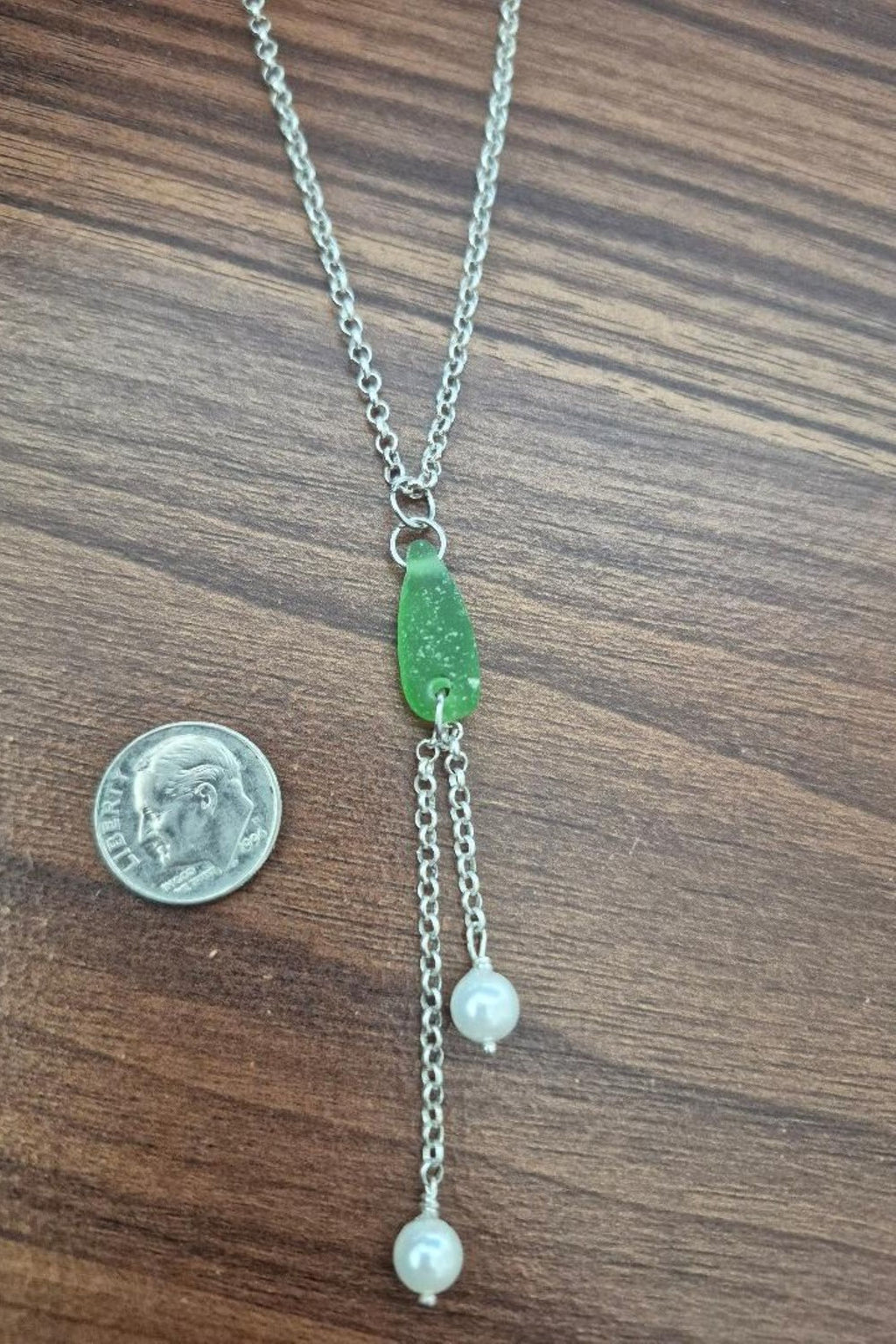 Sea glass and pearl necklace
