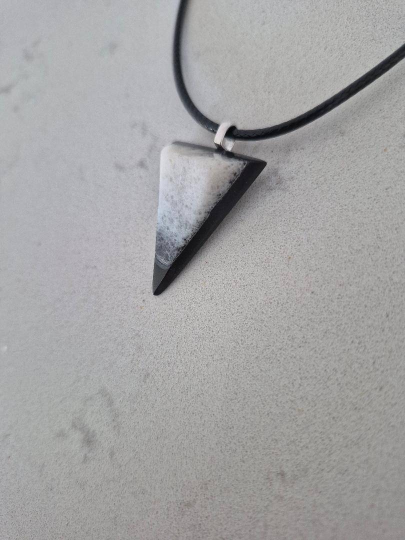 Unique Handmade Triangle Stone Pendant by MetaStoneStudio