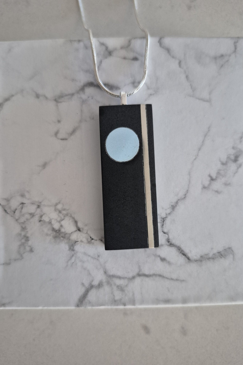 Black bar minimalist pendant necklace