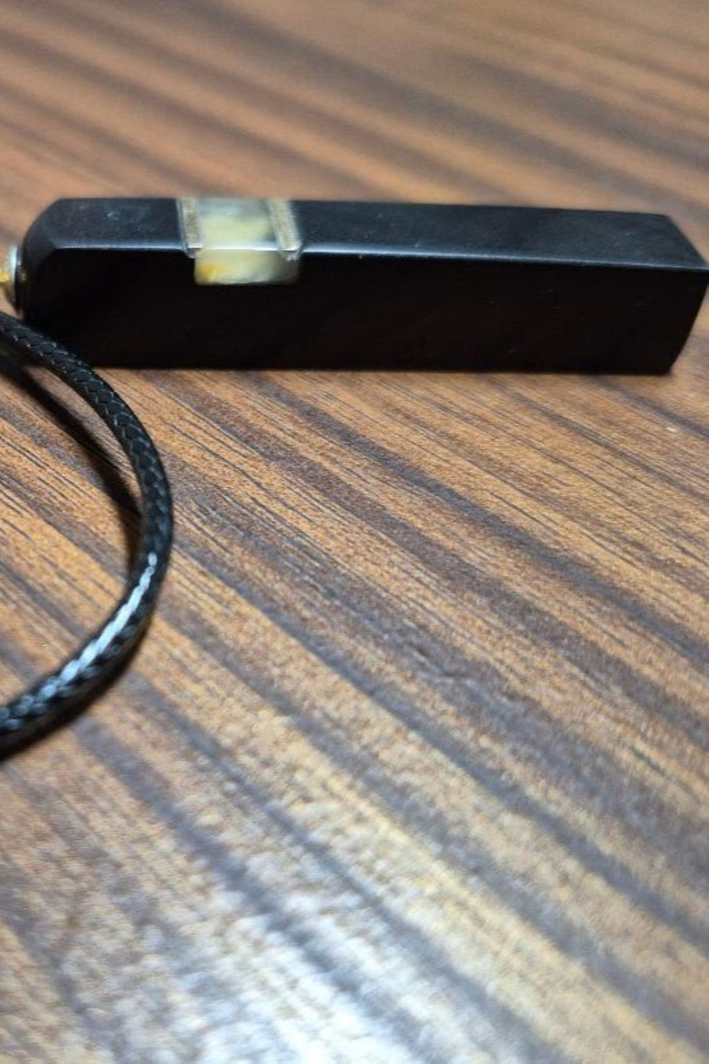 Handmade Minimalist Black Stone Necklace - Unique Bar Pendant