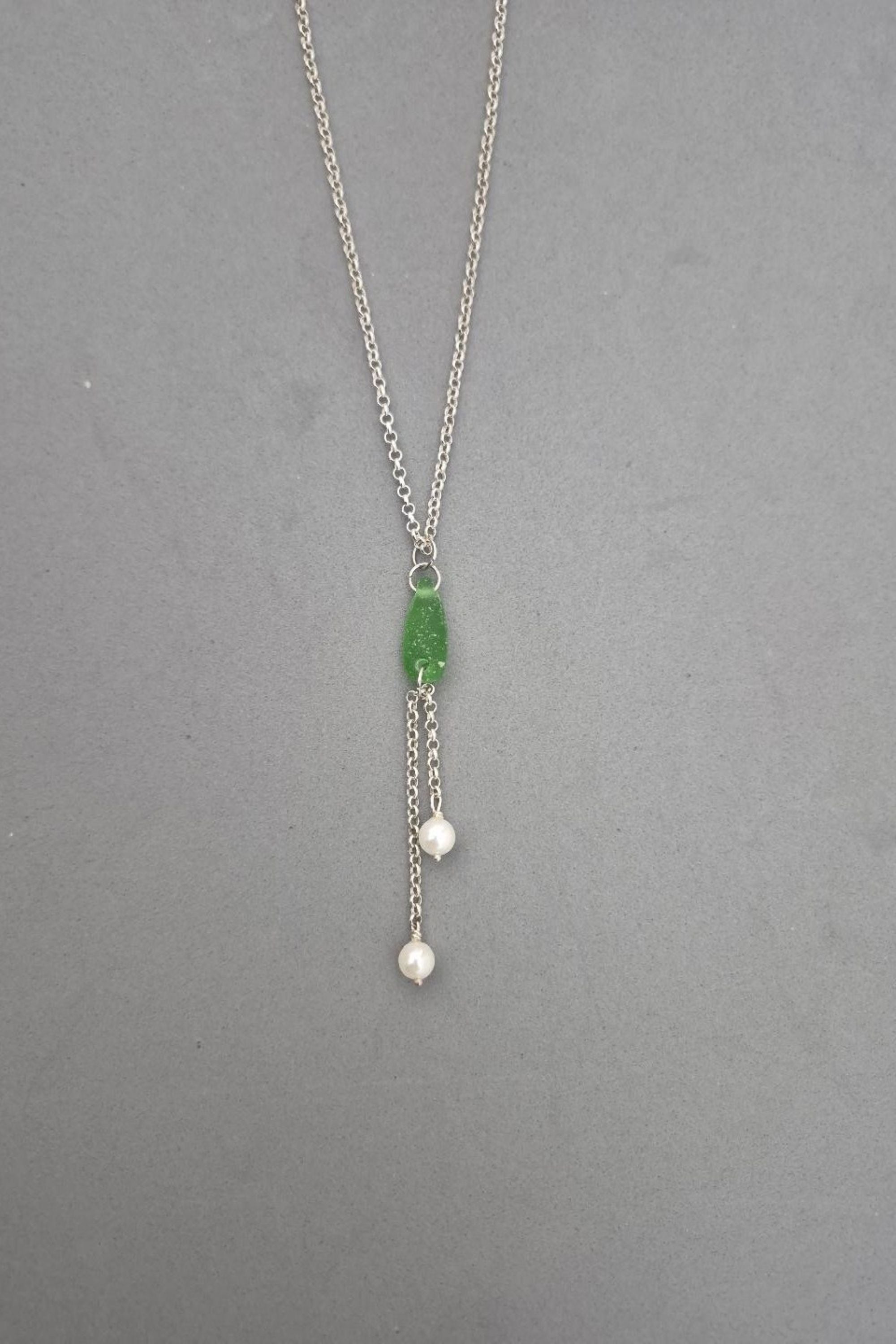 Sea glass and pearl necklace