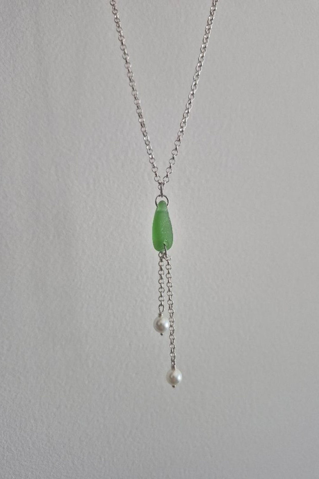 Sea glass and pearl necklace