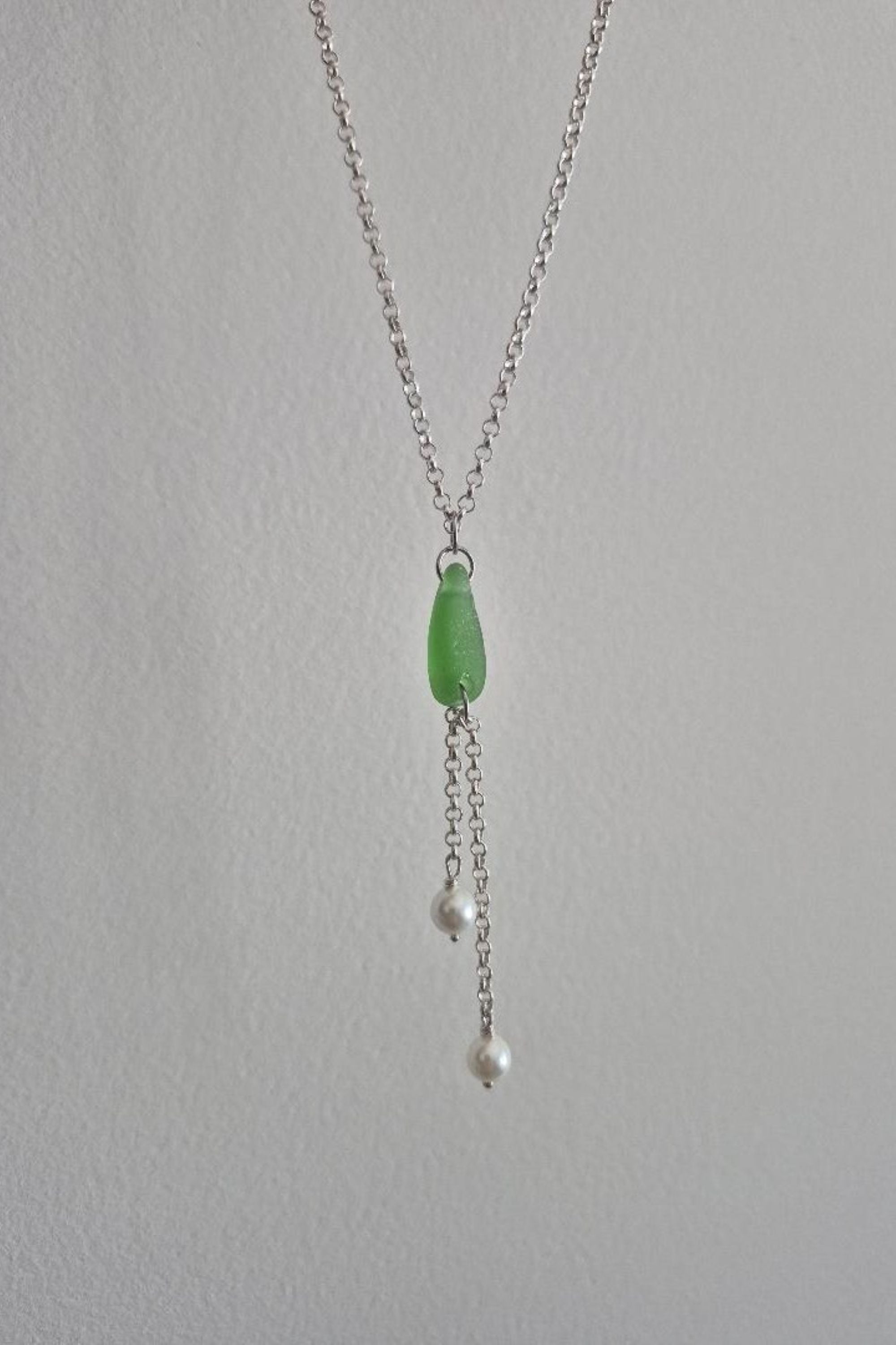 Sea glass and pearl necklace