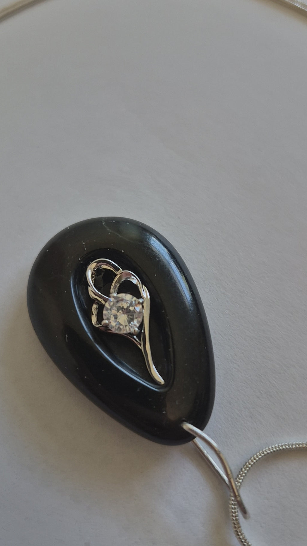 Black stone and Sterling Necklace