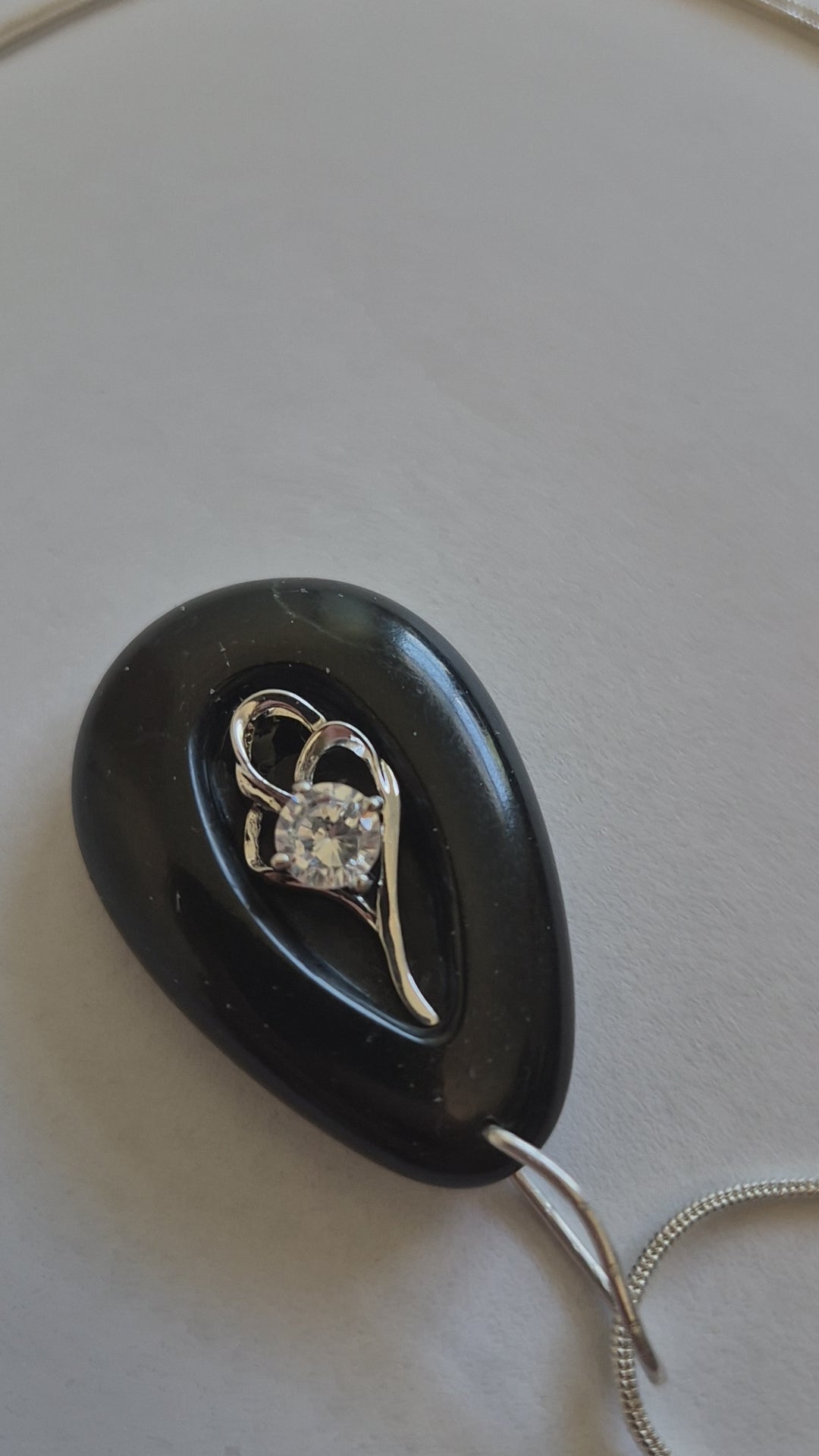 Black stone and Sterling Necklace