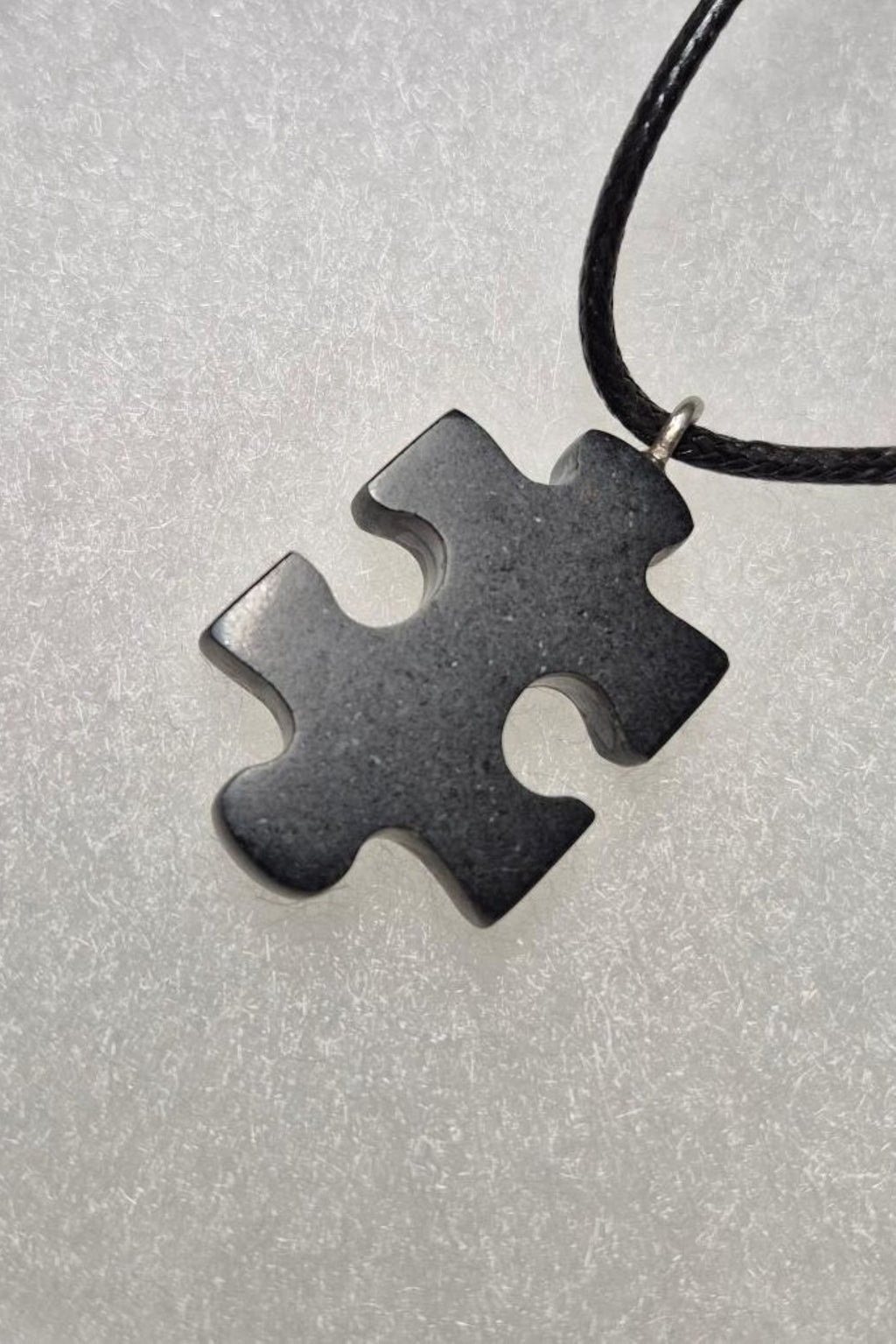 Unique Black Stone Puzzle Pendant Necklace Handcrafted Artistry