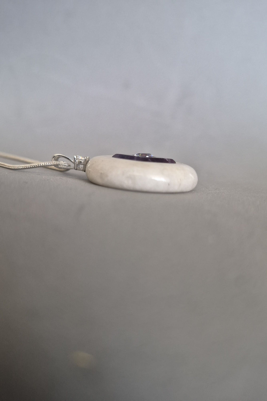 Amethyst on white stone necklace