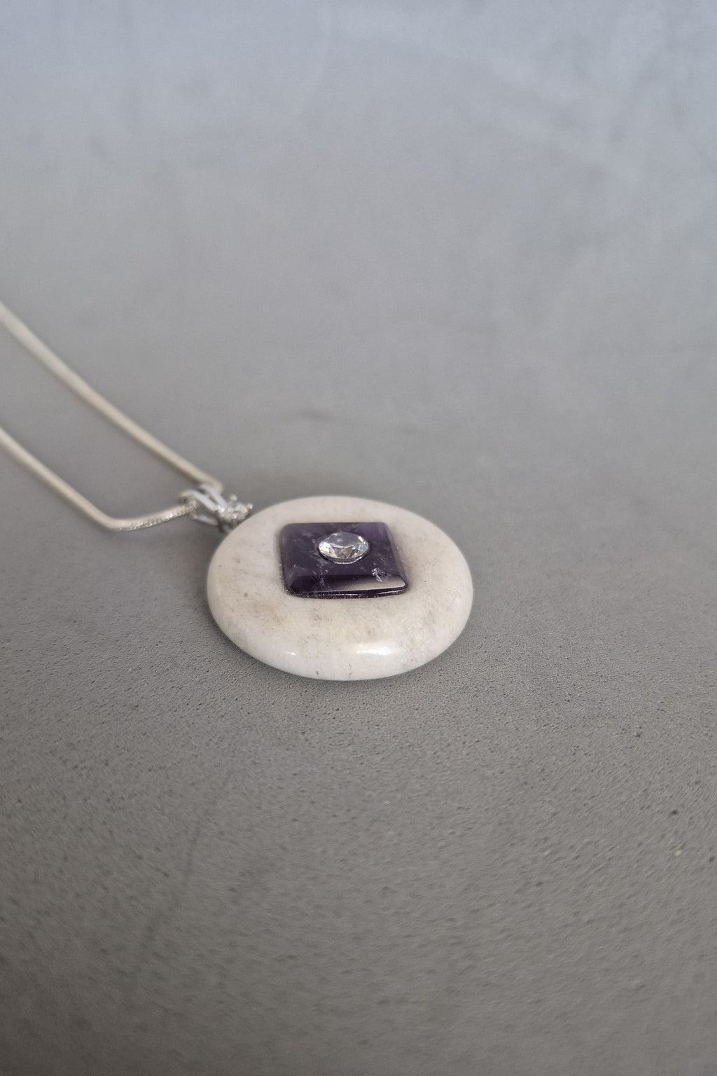 Amethyst on white stone necklace