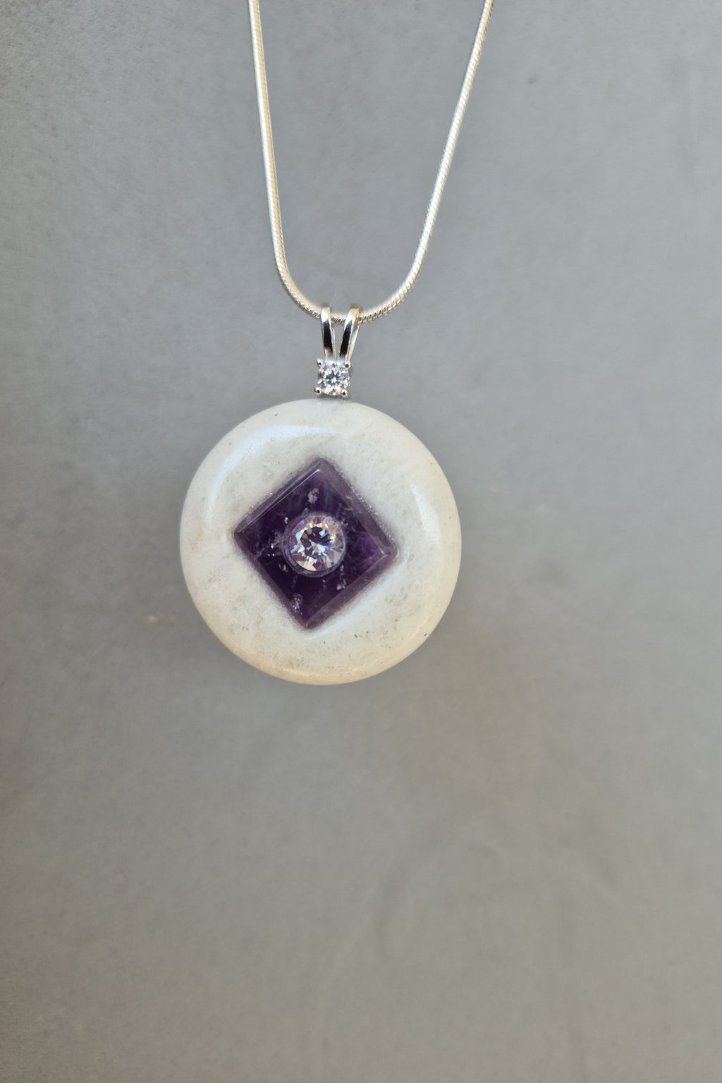 Amethyst on white stone necklace