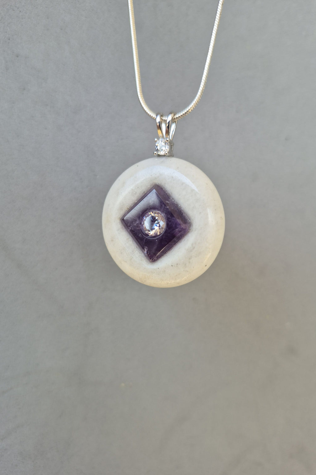 Amethyst on white stone necklace