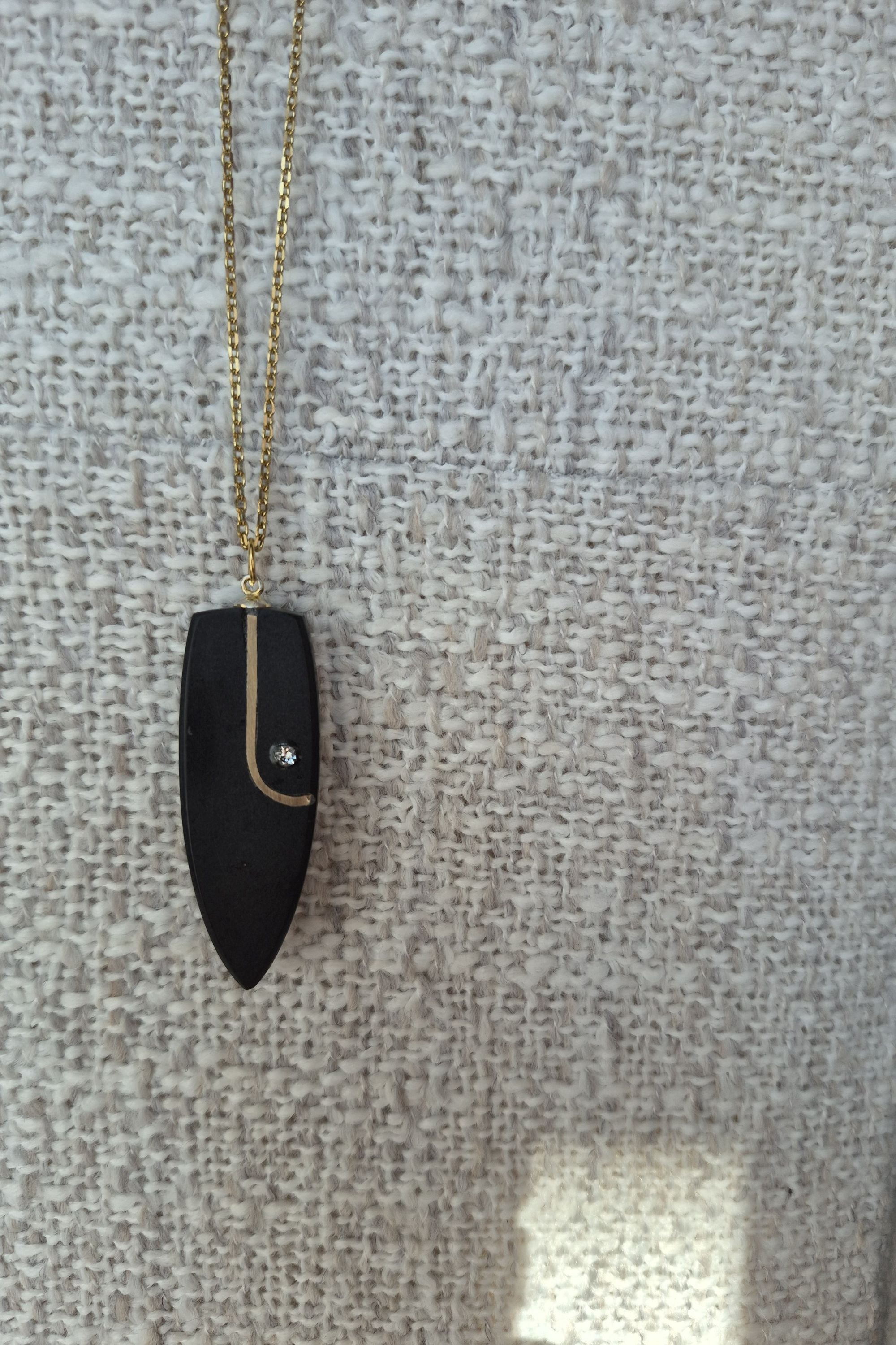 Black and gold  boho geometric artisan necklace