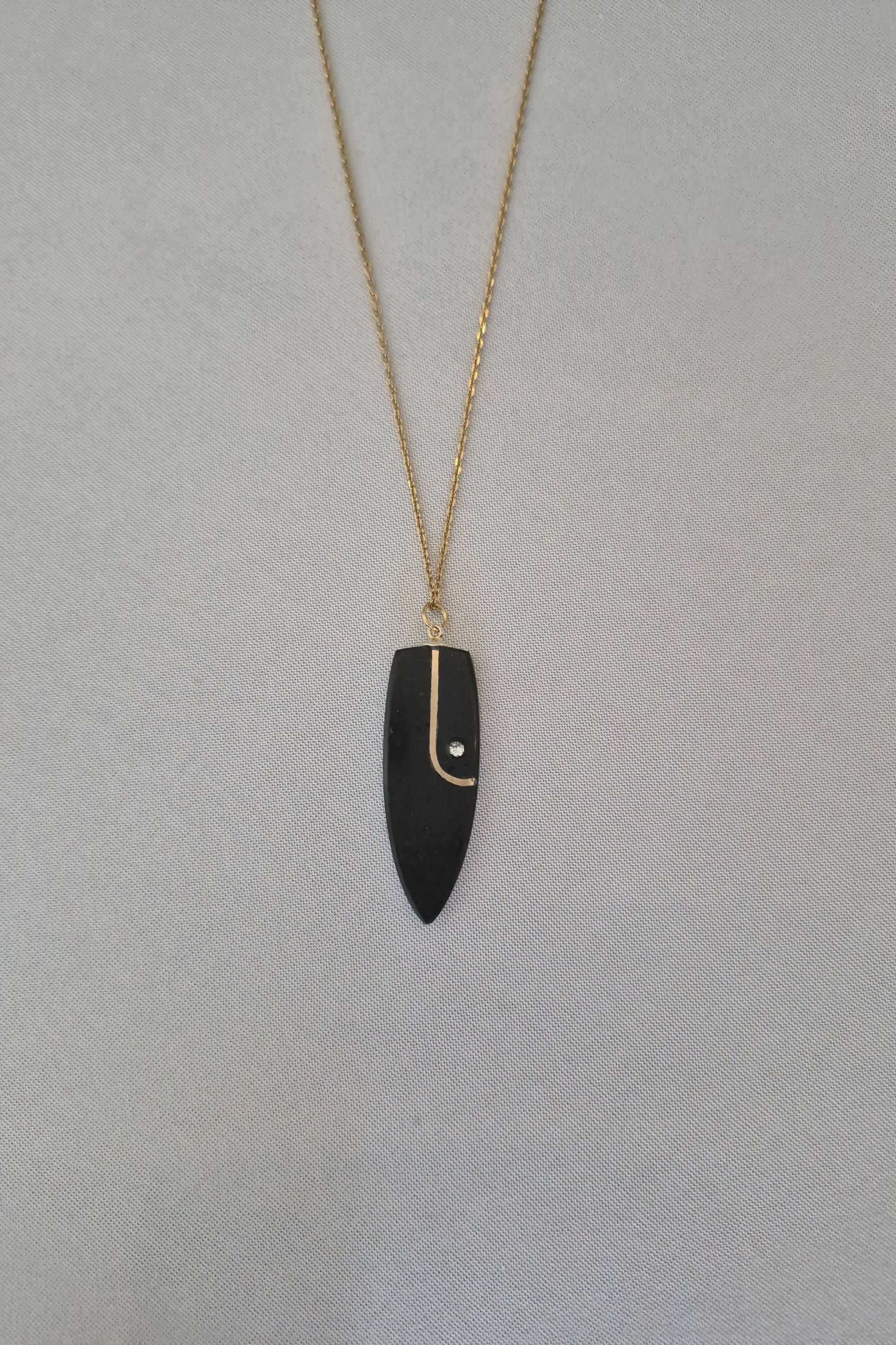 Black and gold  boho geometric artisan necklace