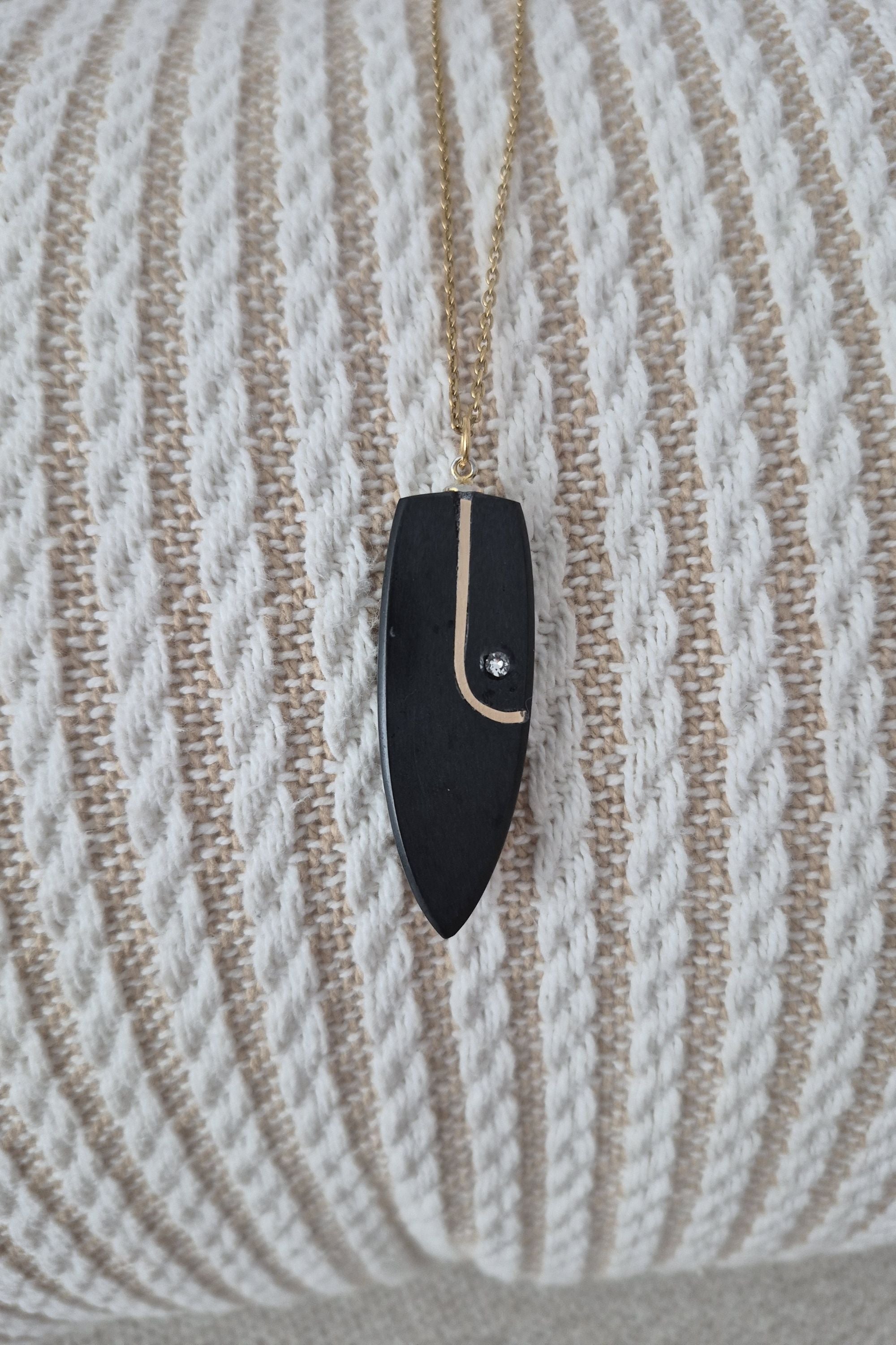 Black and gold  boho geometric artisan necklace