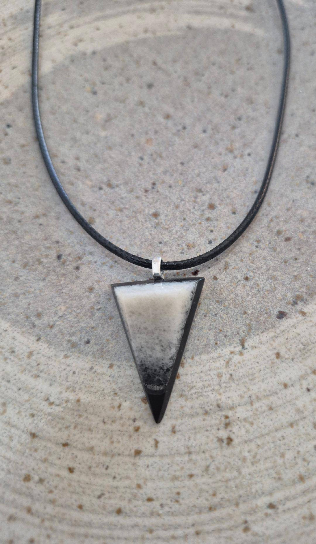 Unique Handmade Triangle Stone Pendant by MetaStoneStudio