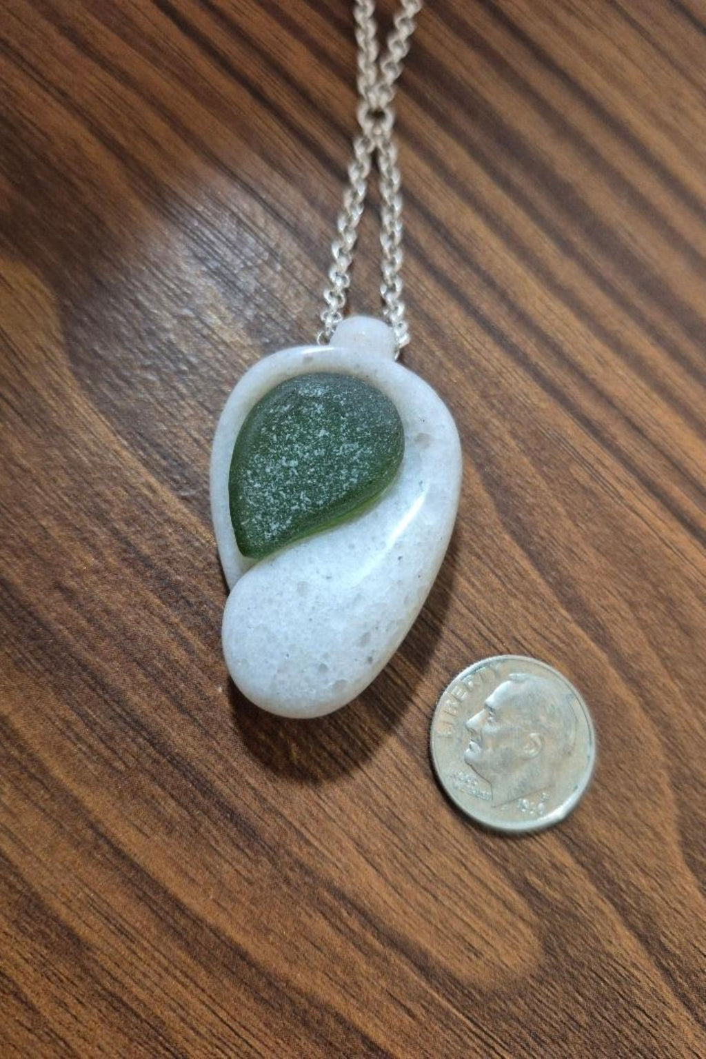 Boho Chic stone sculpted necklace with teal sea glass